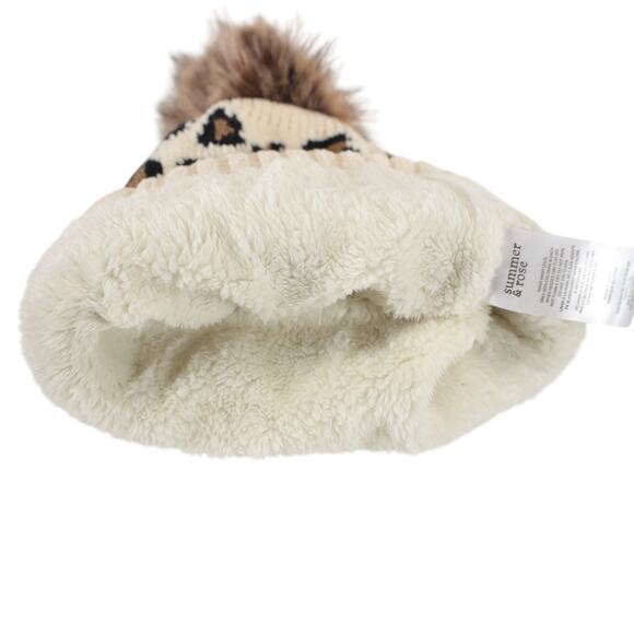 Summer & Rose Chenille Leopard Print Beanie with 3 Changeable Poms - NWT - Picture 2 of 3